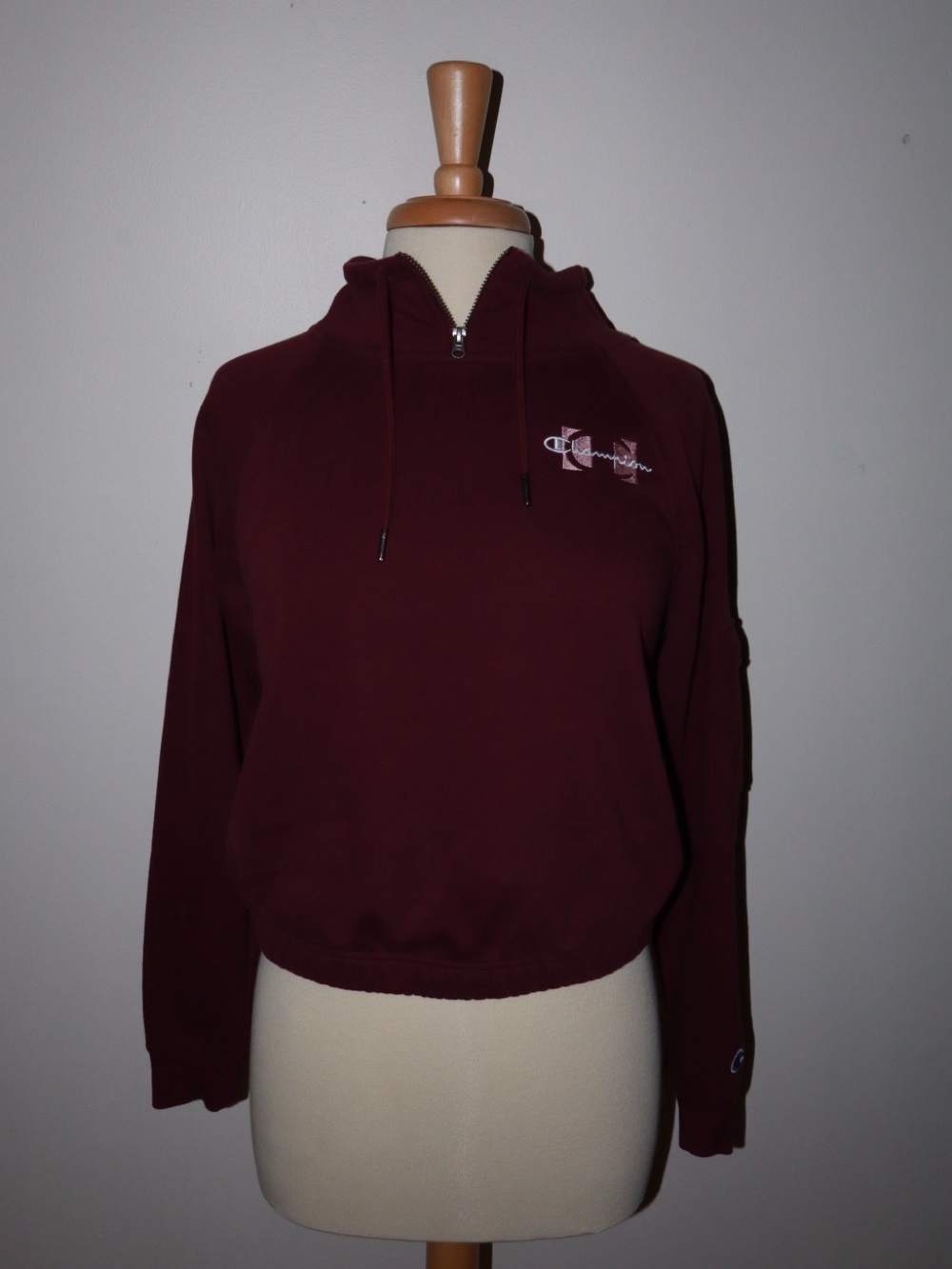 Champion Women's Burgundy Half-Zip Hoodie